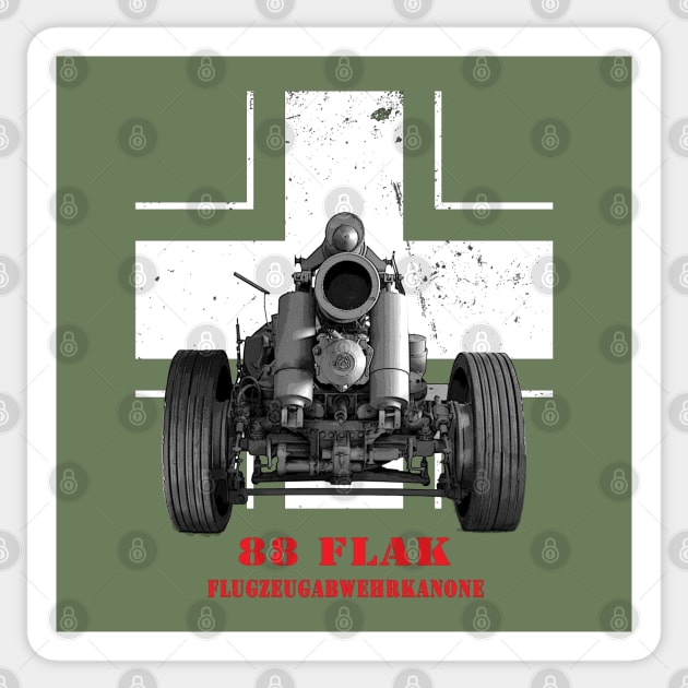 German 88 Flak Gun WWII classic Sticker by Jose Luiz Filho